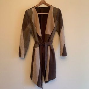 Zara Suede Patchwork Trench Coat